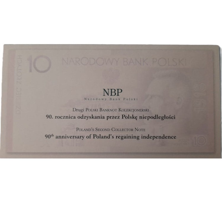 Banknot 10 zł 90. rocznica odzyskania Niepodległości 2008 etui