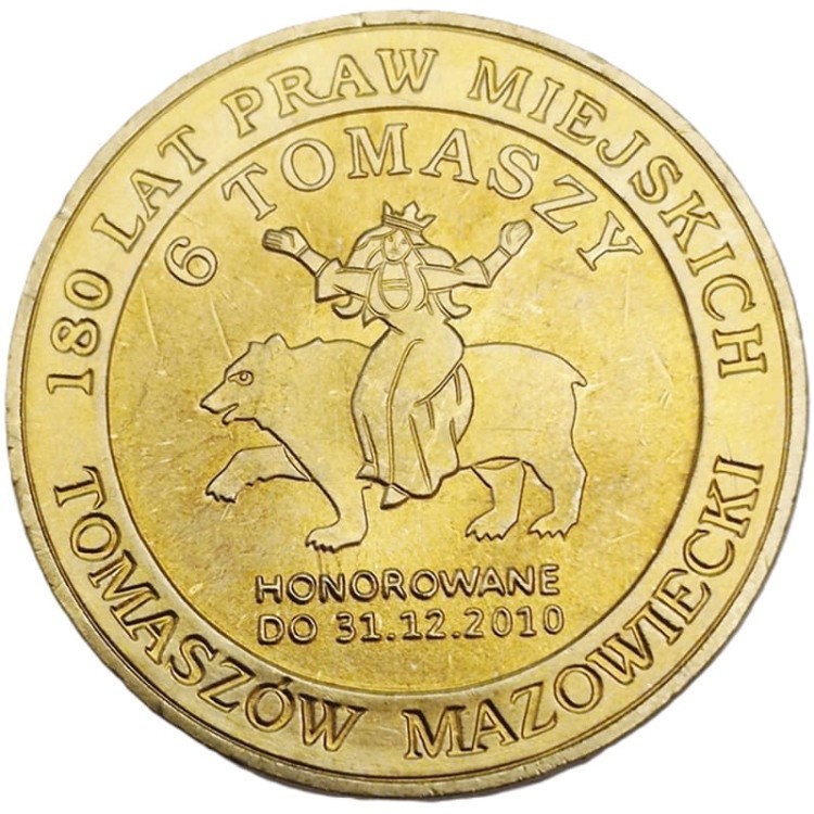 Moneta zastępcza 6 Tomaszy Tomaszów Mazowiecki 2010 awers