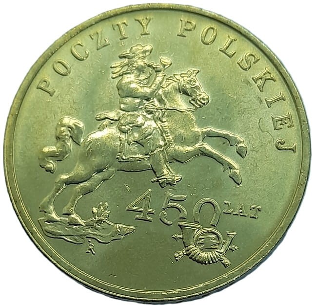 Moneta 2 zł 450-lat Poczty Polskiej 2008 rewers