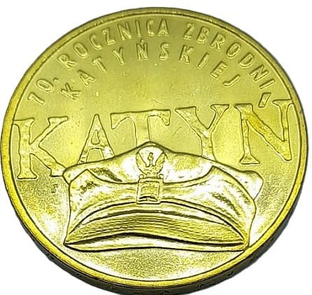 Moneta 2 zł 70 rocznica Zbrodni Katyńskiej  2010 rewers