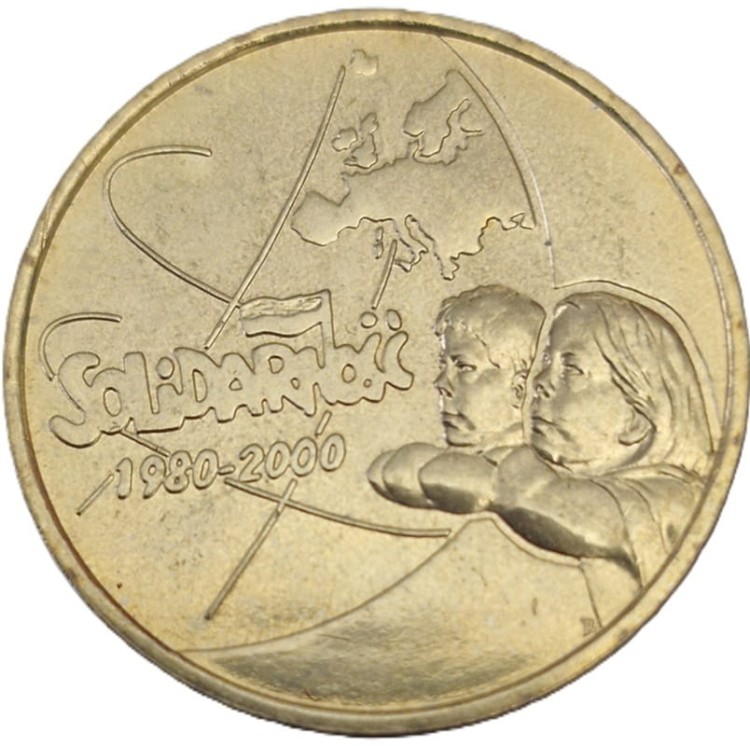 Moneta okolicznościowa 2 zł 20-lecie powstania Solidarności 2000 rewers