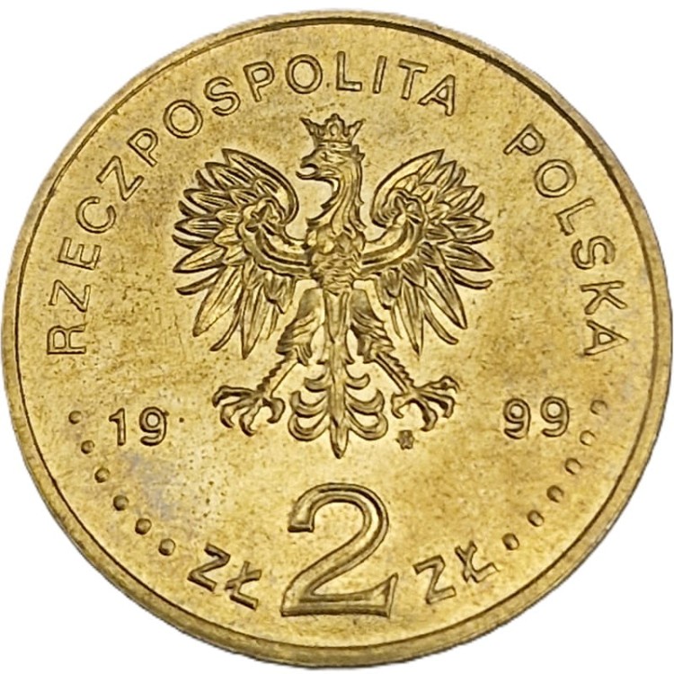 Moneta okolicznościowa 2 złote Fryderyk Chopin 1999 awers