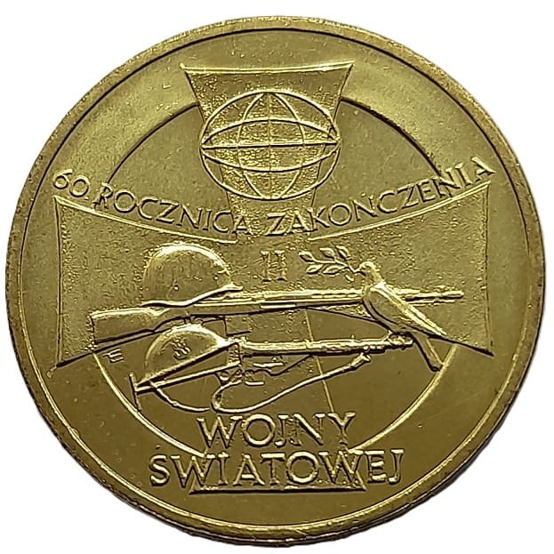 Moneta okolicznościowa 2 zł 60 rocznica Zakończenia II Wojny Światowej 2005 rewers