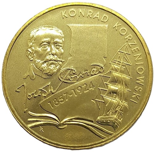 Moneta 2 zł Konrad Korzeniowski Joseph Conrad 2007 rewers