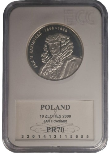 Moneta 10 złotych 2000 Jan Kazimierz grading rewers