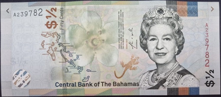 Bahamy banknot 1/2 dolara 2019 awers