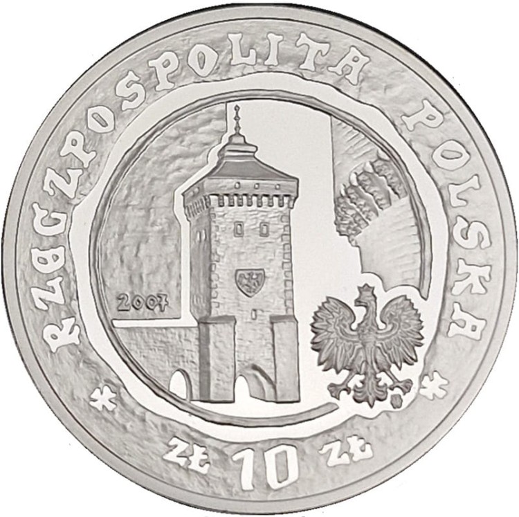 Moneta 10 zł 750-lecie lokacji Krakowa 2007 awers