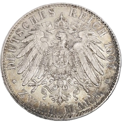 Moneta 2 marki 1901 200-lecie Królestwa Prus awers