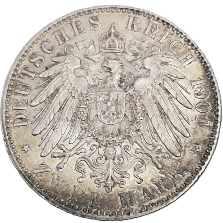 Moneta 2 marki 1901 200-lecie Królestwa Prus awers