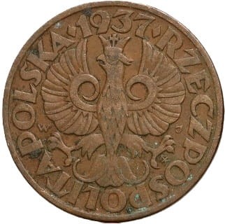 Moneta 5 groszy 1937 awers