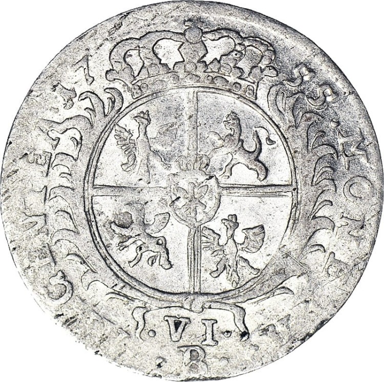 Moneta 6 krajcarów 1755 B Fryderyk Wielki Wrocław awers