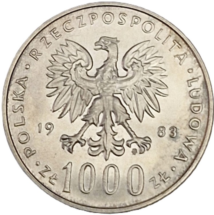 Moneta 1000 zł Jan Paweł II 1983 awers