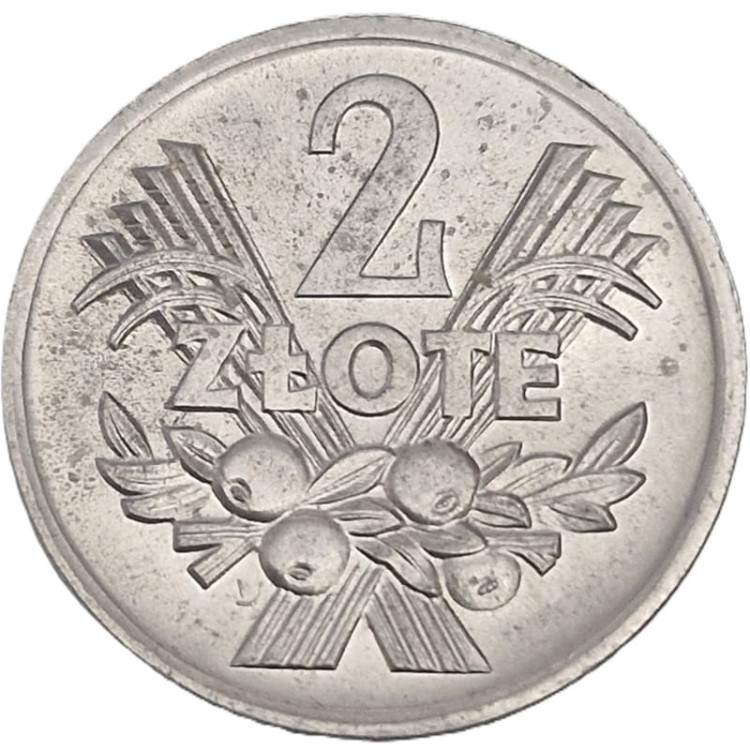 Moneta 2 złote Jagody 1974 rewers stan 1