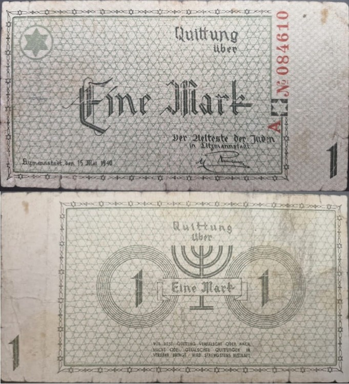 Banknot 1 marka 1940 Getto w Łodzi