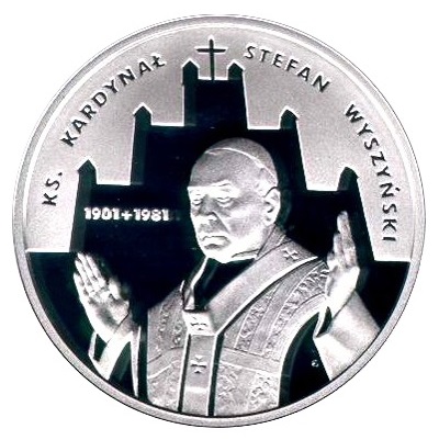 Kardynał Wyszyński wizerunek monety z 2001