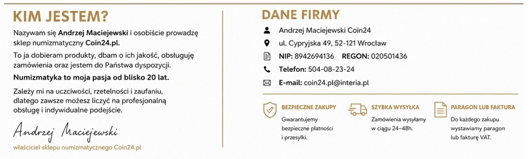 Sklep numizmatyczny dane