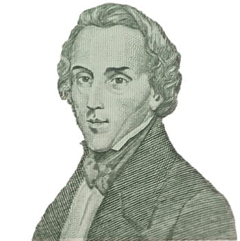 Wzór wizerunku Chopin banknot PRL 5000 zł