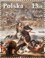 Znaczek 350 rocznica Bitwy pod Chocimiem