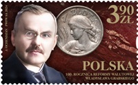 Znaczek 100. rocznica reformy walutowej Grabskiego 2024 r.